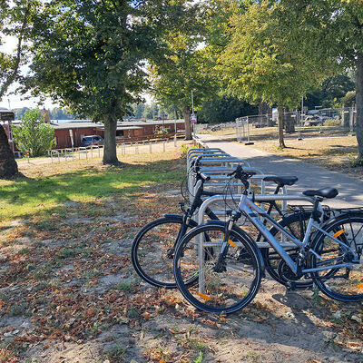 Fahrradb&uuml;gel am Badestrand Lehnitzsee (Oranienburger Seite)