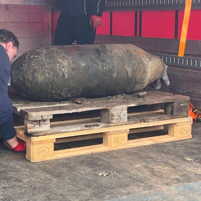 Sie ist die 236. Bombe, die in Oranienburg seit 1990 geborgen wurde: Die heute entsch&auml;rfte Bombe auf der Biberinsel.