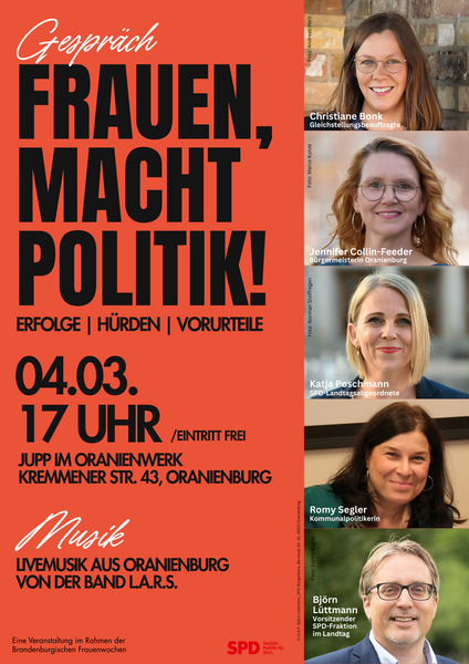 &raquo;Frauen, macht Politik!&laquo; - Gespr&auml;ch & Livemusik zum Internationalen Frauentag 2026