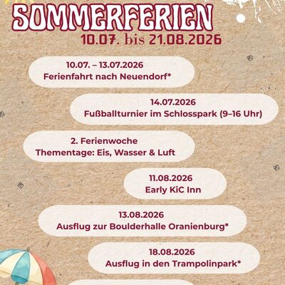 Sommer- Ferien 2026 im &raquo;KiC Inn&laquo;