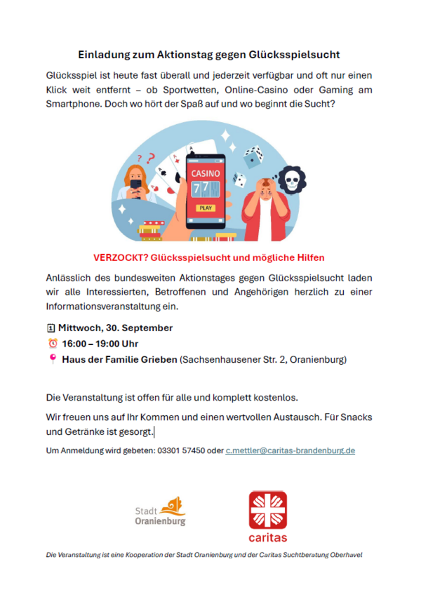 Gl&uuml;cksspielsucht Flyer