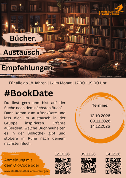 &raquo;Bookdate&laquo; in der Stadtbibliothek (Flyer)