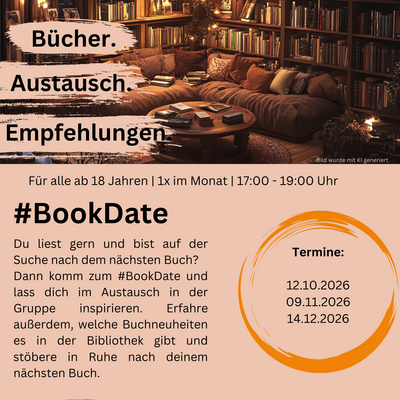 &raquo;Bookdate&laquo; in der Stadtbibliothek (Flyer)