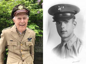 US-Pilot Henry Chandler in Uniform - in reifem Alter und als junger Soldat