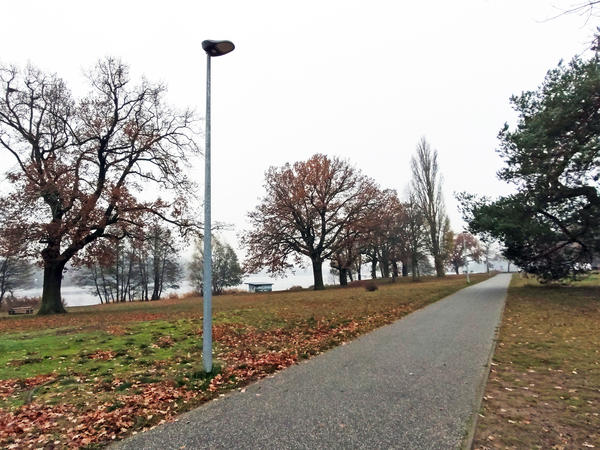 B�rgerhaushalt 2020: Der Spazierweg am Lehnitzsee im Bereich des Strandes auf Oranienburger Seite ist jetzt beleuchtet.