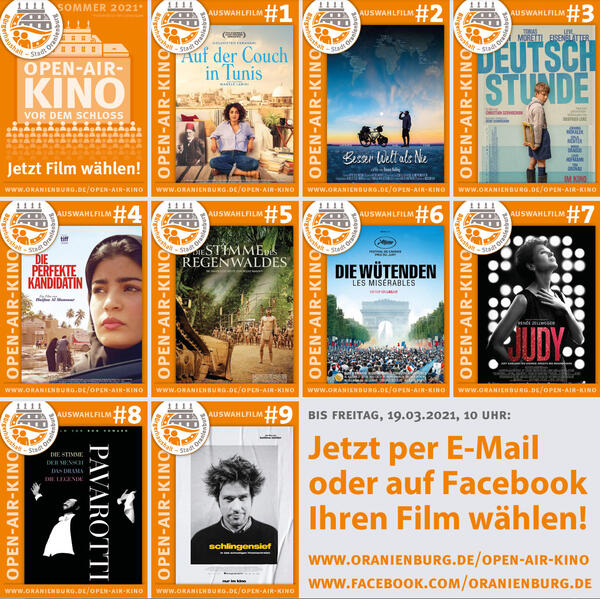 Open-Air-Kino 2021: &Uuml;bersicht zur Auswahl der Filme