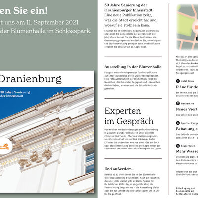 Einladung �30 Jahre Stadtsanierung� in Oranienburg am 11. September 2021 im Schlosspark
