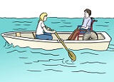 Leichte Sprache Ruderboot mit Menschen