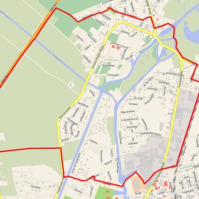 Bombenverdacht Friedenthaler Schleuse - Der voraussichtliche Sperrbereich bei einer m�glichen Neutralisierung am 7.12. 