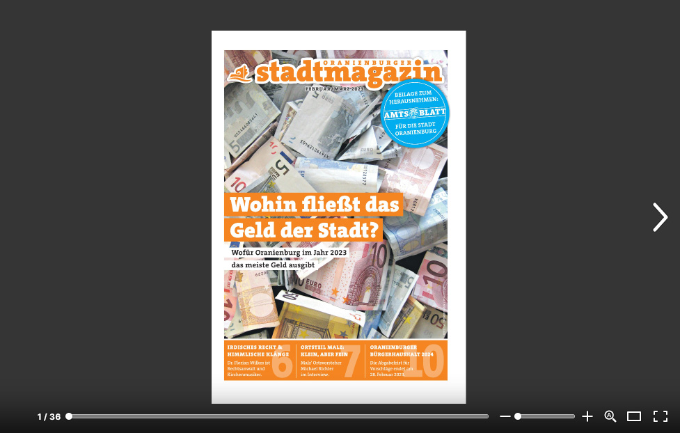 Das Stadtmagazin kann auch auf issuu.com in einem lesefreundlichen Player gelesen werden.