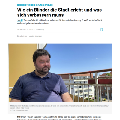 Artikel des Oranienburger Generalanzeigers über Thomas Schmidt