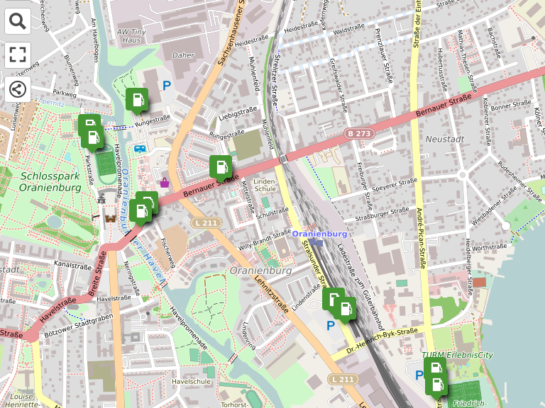 �bersicht der E-Lades�ulen der Stadtwerke Oranienburg