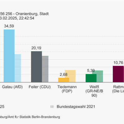 Erststimmen bei der Bundestagswahl 2025 in Oranienburg